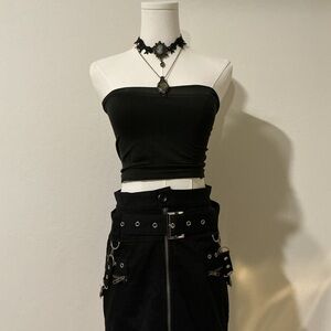 Carmar Black Mini Skirt with hardware and chains size 8